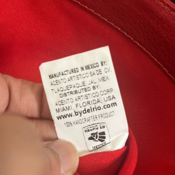 $208 By Del Rio Straw Tote Bag Women Red NEW Sequined Lips Tassel Pom Pom Large - Picture 13 of 16